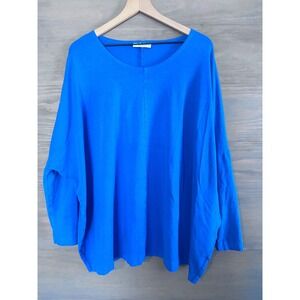 Bryn Walker Tunic Top Medium Blue Popover Relaxed Oversized Bamboo Organic